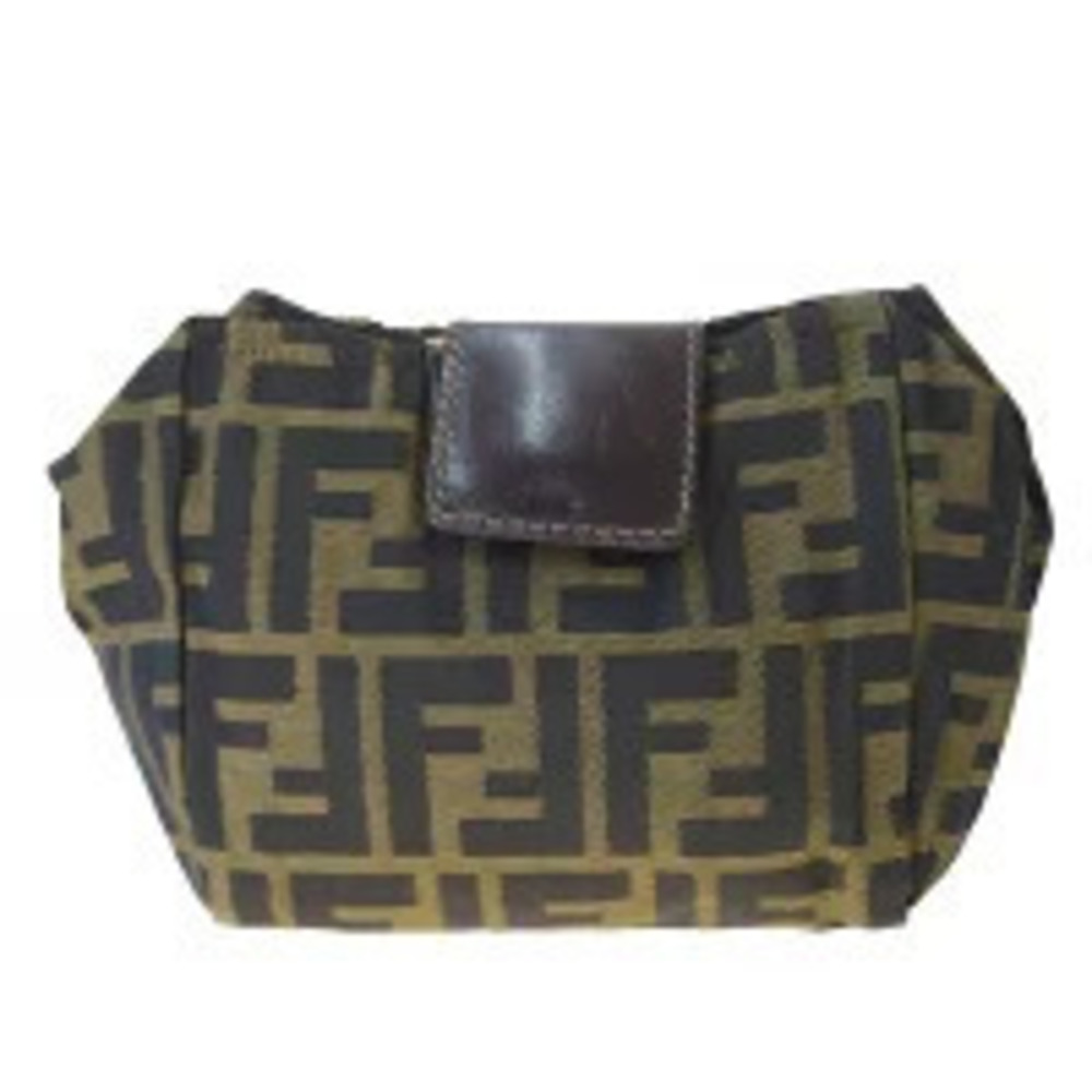 Fendi Zucca Canvas Pouch Clutch Khaki Green